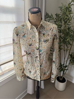 Marc Jacobs Whimsical Fairy Floral Print Cotton Blouse